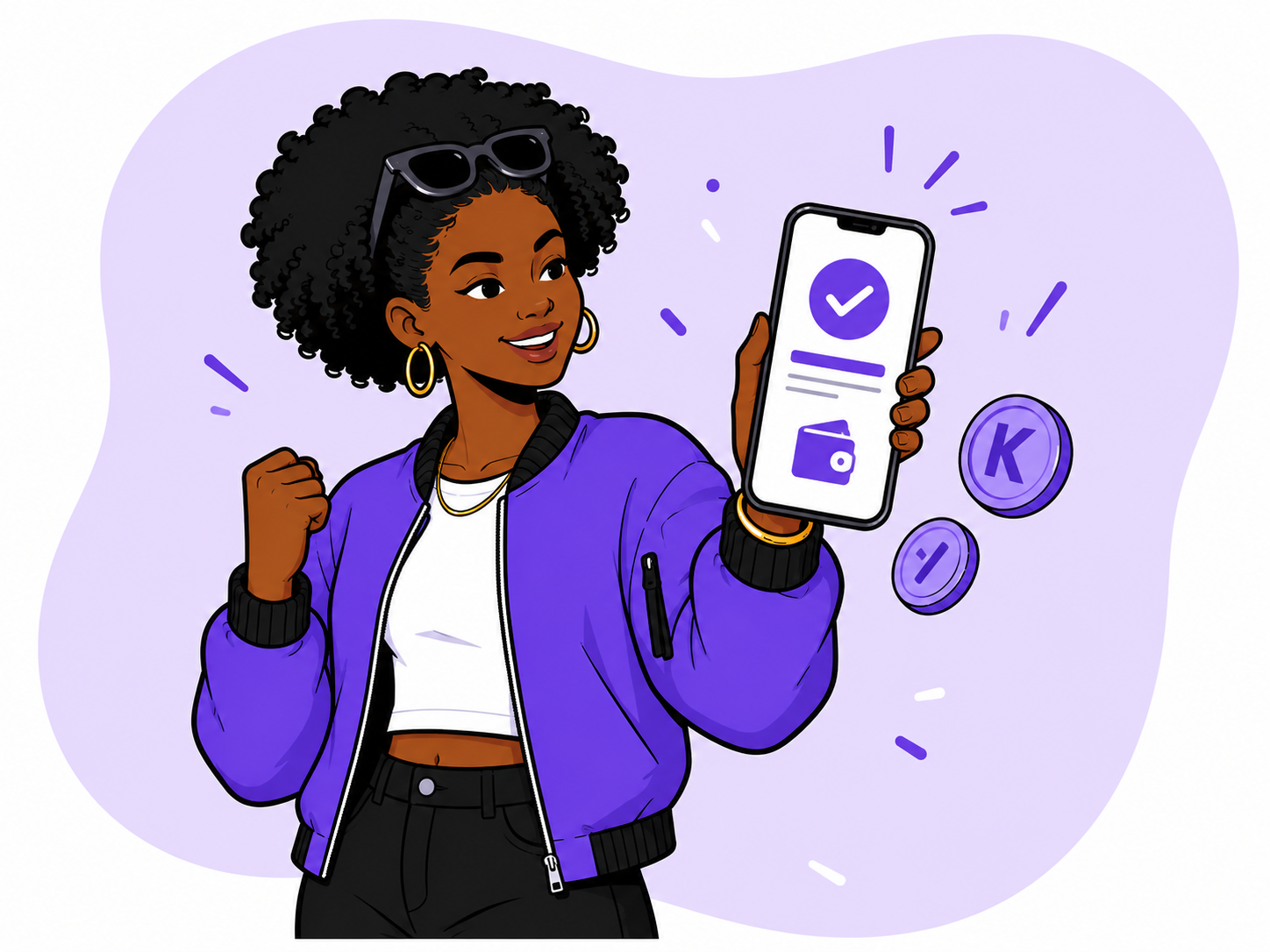 Illustration of a creator getting paid via M-Pesa escrow